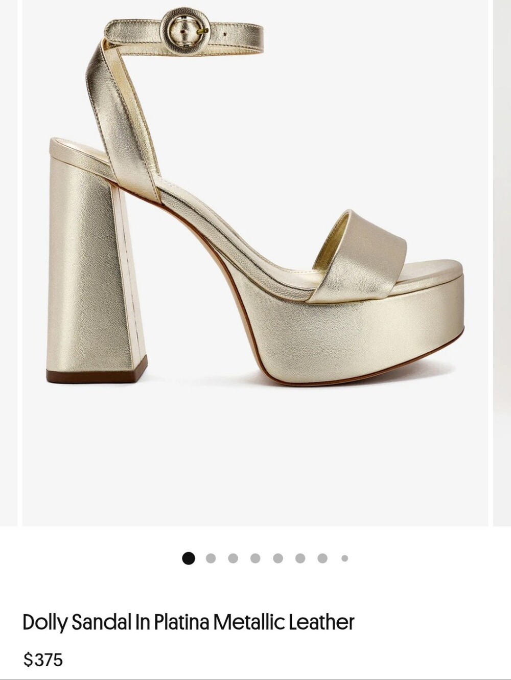Larroude Metallic Gold Platform Heeled Sandals with Ankle Strap - Picture 12 of 12